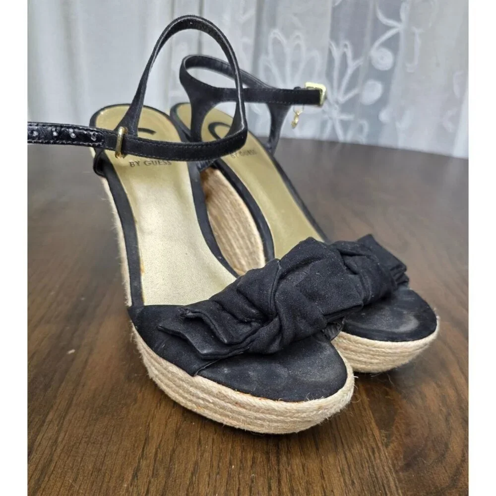 G by‎ Guess platform sandals wedges Black women size 7
